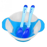 Silicone Bowl With Suction ,  Matches With Fork And  Spoon Set