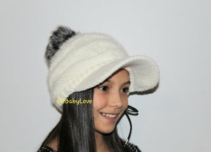 For Mommy or Daughter Thick Knitted Wool With  Pompom Hair Ball Hat  For Winter