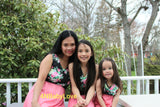 Mom And Me Matching Sleeveless  Irregular Long Flower Dress