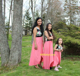 Mom And Me Matching Sleeveless  Irregular Long Flower Dress