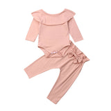 Pink and Black Romper Set Top With Pants For Your Little Girl