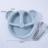 3Pcs/Set Baby bowl+spoon+fork Feeding Food Tableware Cartoon Bear Kids Dishes Eating Dinnerware Anti-hot Training Dinner Plate