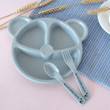 3Pcs/Set Baby bowl+spoon+fork Feeding Food Tableware Cartoon Bear Kids Dishes Eating Dinnerware Anti-hot Training Dinner Plate