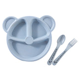 3Pcs/Set Baby bowl+spoon+fork Feeding Food Tableware Cartoon Bear Kids Dishes Eating Dinnerware Anti-hot Training Dinner Plate