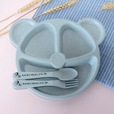 3Pcs/Set Baby bowl+spoon+fork Feeding Food Tableware Cartoon Bear Kids Dishes Eating Dinnerware Anti-hot Training Dinner Plate