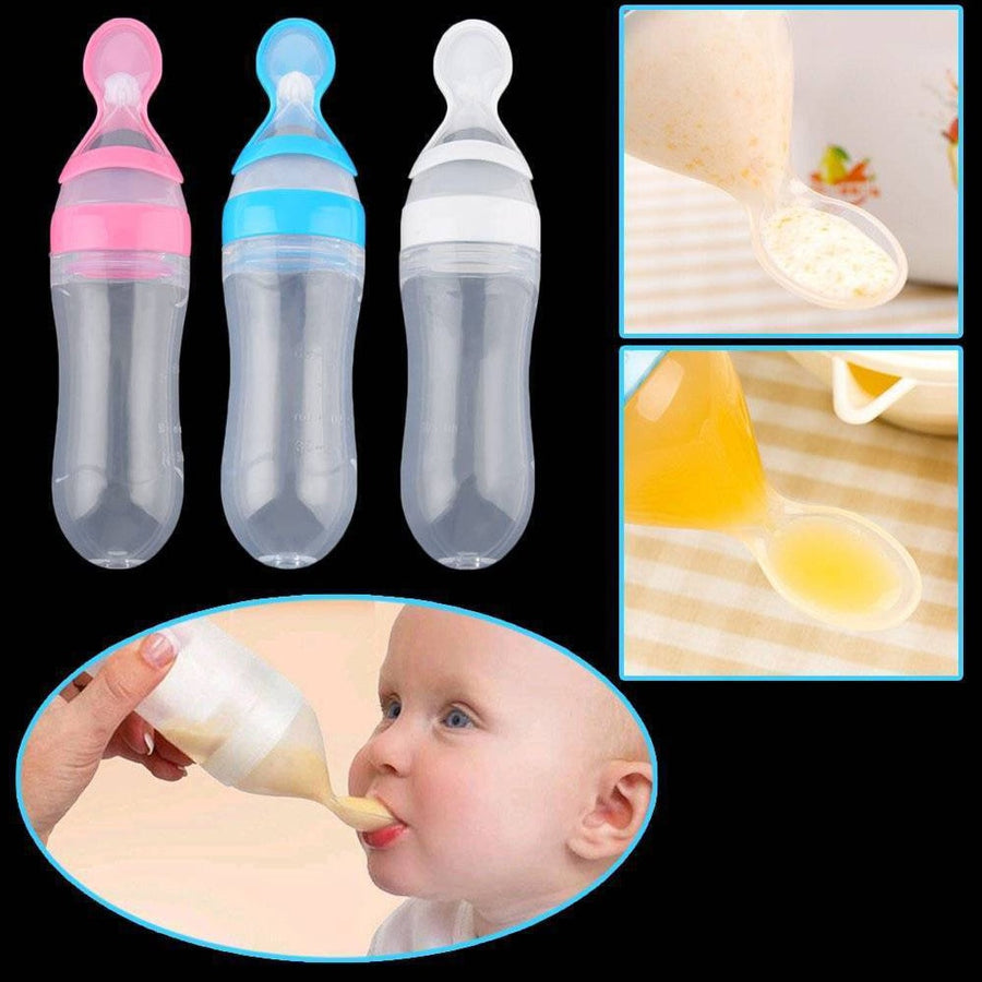 Silicone Baby Feeding Bottle With Spoon