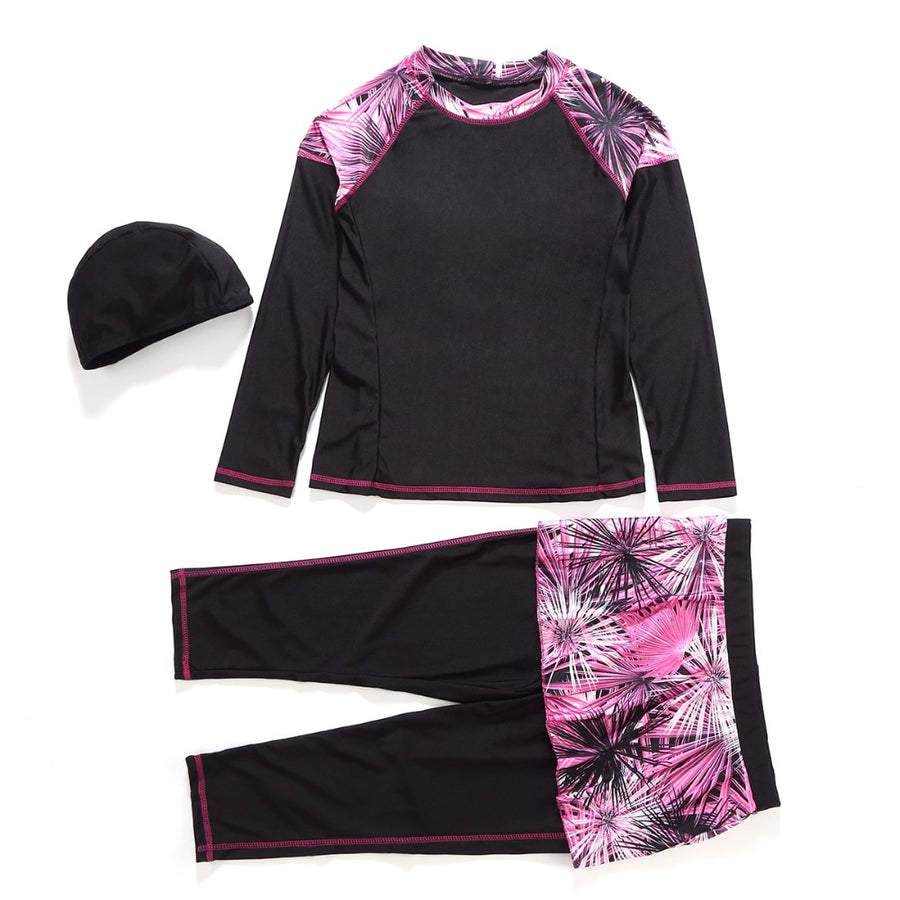 Mom and Daughter Matching Swim Wear  Set Pink/Black Color