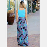 Summer Blue Tail Print Matching Dresses For Mom And Daughter