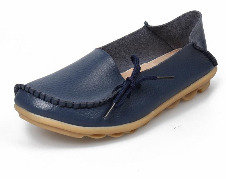 Genuine Leather Shoes For Mommy And Daughter  Color Deep Blue