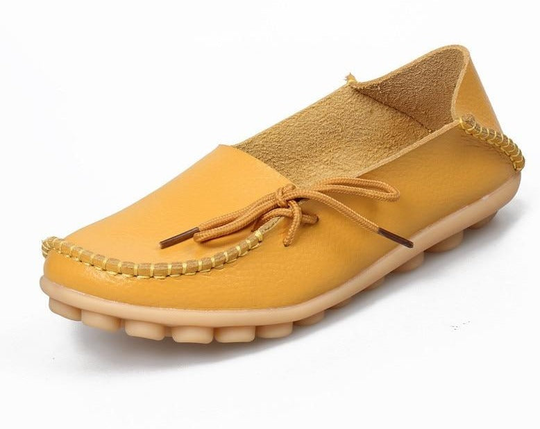 Genuine Leather Shoes For Mommy And Daughter Color Yellow