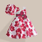 Floral European Style Baby Dress with Cap set For Summer Outfit