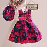 Floral European Style Baby Dress with Cap set For Summer Outfit