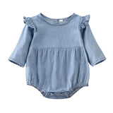 Baby Denim Long Sleeve Romper 6 to 24 Months