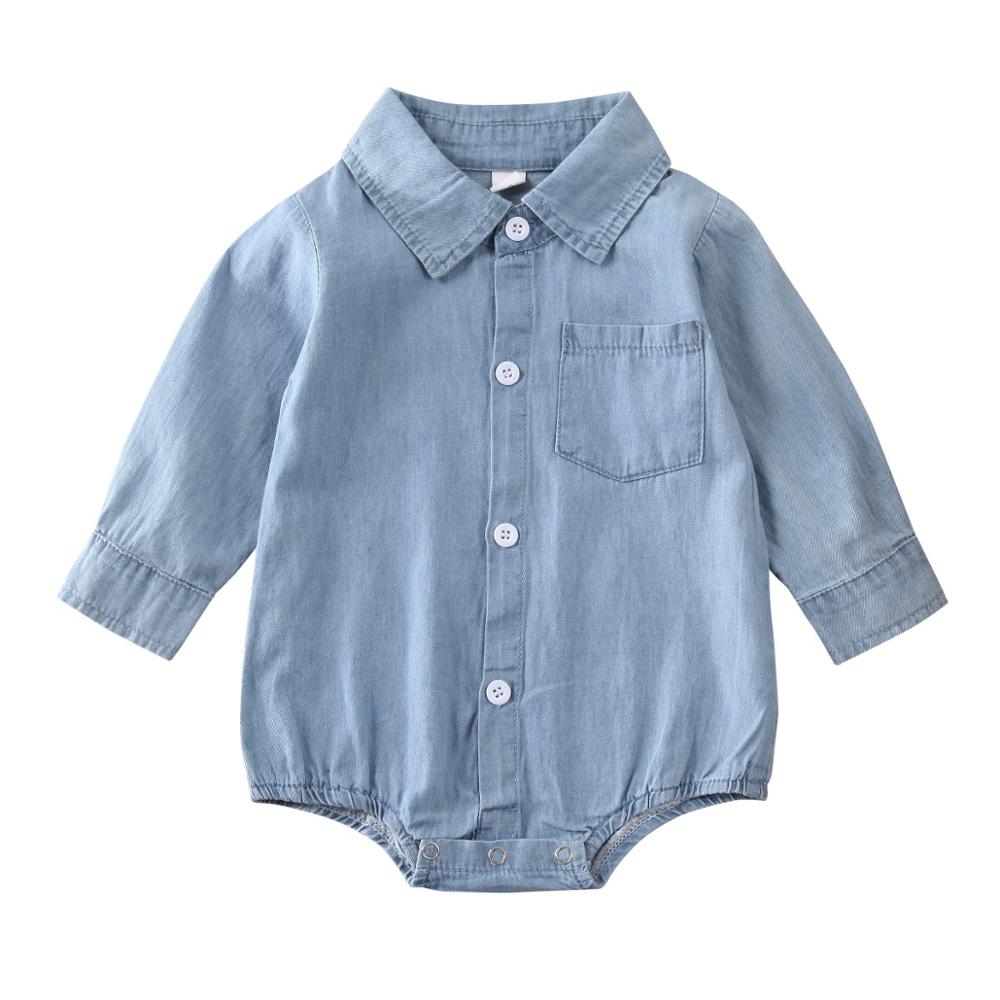 Baby Denim Long Sleeve Romper 6 to 24 Months