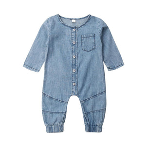 Baby Denim Long Sleeve Romper 6 to 24 Months