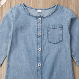 Baby Denim Long Sleeve Romper 6 to 24 Months