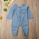 Baby Denim Long Sleeve Romper 6 to 24 Months