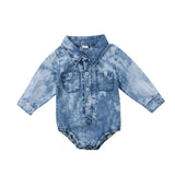 Baby Denim Long Sleeve Romper 6 to 24 Months