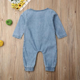 Baby Denim Long Sleeve Romper 6 to 24 Months