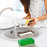 Dish Washing Liquid Soap Pump Dispenser 2-in-1 With Sponge