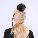 For Mommy or Daughter Thick Knitted Wool With  Pompom Hair Ball Hat  For Winter