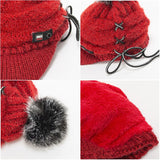 For Mommy or Daughter Thick Knitted Wool With  Pompom Hair Ball Hat  For Winter