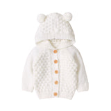 Baby Autumn / Winter Warm Coat Sweater Hooded with 2 pompoms