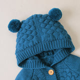 Baby Autumn / Winter Warm Coat Sweater Hooded with 2 pompoms