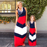 Unique Style/Striped Matching Dress For Mom And Me