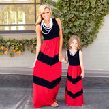 Unique Style/Striped Matching Dress For Mom And Me