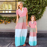 Unique Style/Striped Matching Dress For Mom And Me